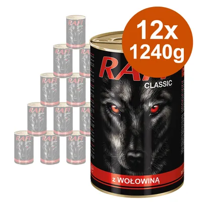Rafi Classic krmivo pro psy s hovězím masem, balení 12 konzerv po 1240 g.