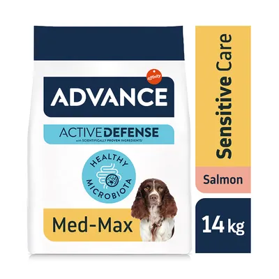 ADVANCE Active Defense Sensitive Care s lososem, Healthy Microbiota, Med-Max, 14 kg. Vědecky ověřené složky.