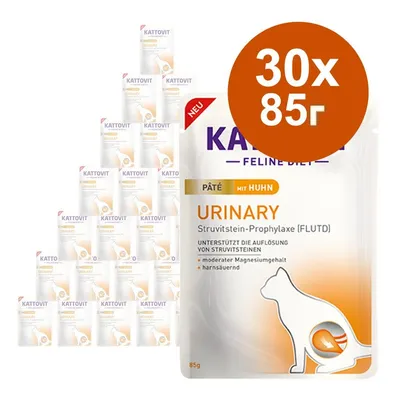 Икономична опаковка Kattovit Urinary пастет в паучове 30 x 85 г - с пилешко