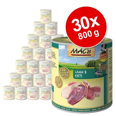 Blandpack: 30 x 800 g MAC's Adult våtfoder - 5 sorter Blandpack: 30 x 800 g MAC's Adult våtfoder - 5 sorter