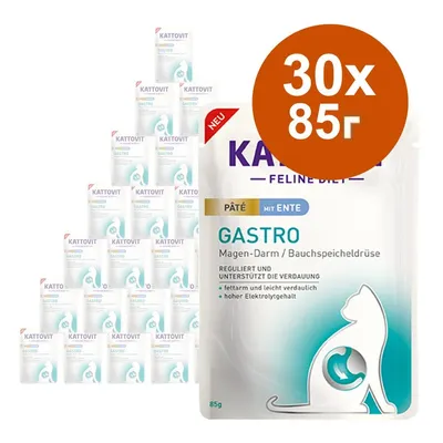 Икономична опаковка Kattovit Gastro пастет в паучове 30 x 85 г - с пуешко