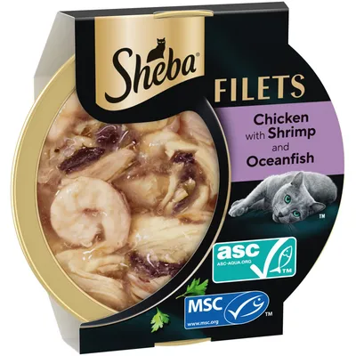 Sheba Fillets in Gravy Trays - Chicken with Shrimp & Ocean Fish (32 x 60g)