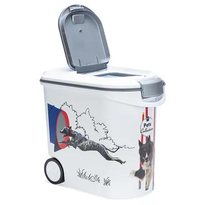 Futterbehälter mit Deckel, Motiv: springender Hund und Collie, Marke Pets Collection.