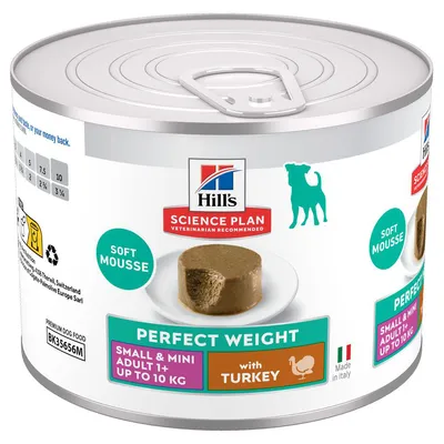 Hill's Science Plan Adult 1+ Perfect Weight Small & Mini Mousse - Turkey (12 x 200g)