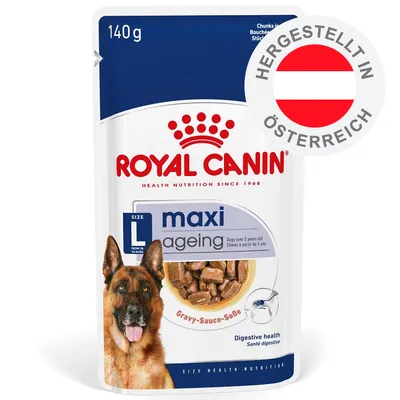 Royal Canin maxi ageing Gravy-Sauce-Soße, 140g, hergestellt in Österreich, für Hunde über 5 Jahre und ab 26 kg, Digestive health