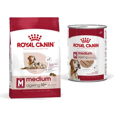 Royal Canin Size Dry Dog Food + Royal Canin Wet Dog Food - 15% Off! * - Medium Ageing 10+ (15kg) + Medium Ageing in Loaf (12 x 410g)