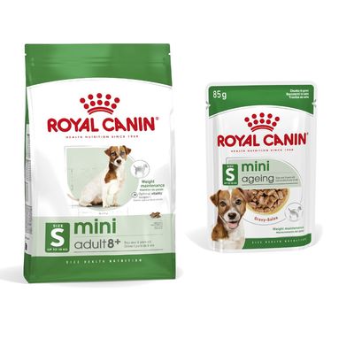 Royal Canin Size Dry Dog Food + Royal Canin Wet Dog Food - 15% Off! * - Mini Adult 8+ (8kg) + Mini Ageing in Gravy (12 x 85g)