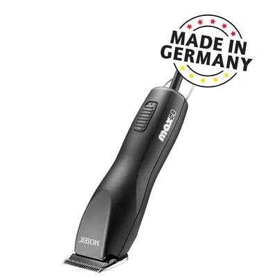 Машинка для стрижки MOSER max50, видна надпись MADE IN GERMANY на английском языке