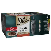 Sheba Fresh & Fine en bolsitas 50 x 50 g - Pack mixto - con pollo, vacuno y pato en salsa