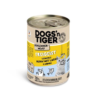 Lot Dogs’n Tiger Menu gourmet 12 x 400 g pour chat poulet, saumon