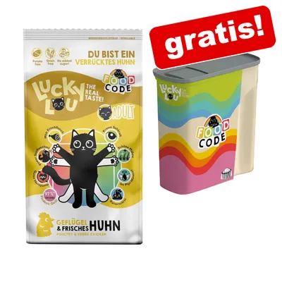 Lucky Lou Geflügel & frisches Huhn Katzenfutter für Erwachsene. Gratis Food Code Vorratsbehälter mit Regenbogen-Design. Ohne Kartoffeln, Getreide und Zuckerzusatz. Lucky Lou Geflügel & frisches Huhn Katzenfutter für Erwachsene. Gratis Food Code Vorratsbehälter mit Regenbogen-Design. Ohne Kartoffeln, Getreide und Zuckerzusatz.