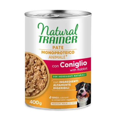 9 + 3 в подарок Natural Trainer влажный корм для собак, 12 x 415 г / 12 x 400 г  - Sensitive No Gluten Medium & Maxi Adult кролик, 12 x 400 г
