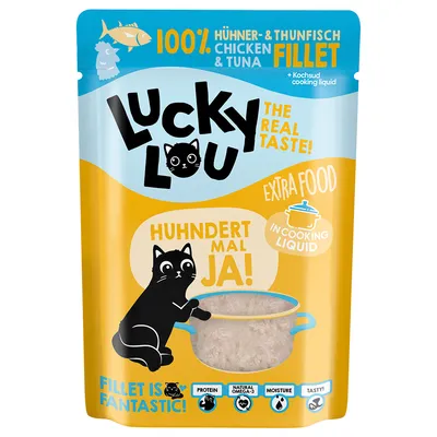 Lucky Lou Extra Food, 12 х 70 г - Курица и тунец в бульоне