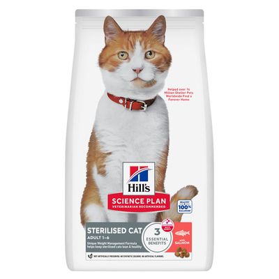 Hill's Science Plan Sterilised Cat Adult 1-6 lazaccal. Súlykontroll formula ivartalanított macskáknak. Mesterséges tartósítószer, színezék vagy aroma nélkül.