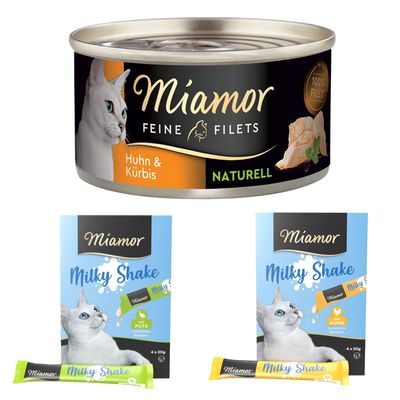 Miamor: 6 x 80 g Feine Filets Naturelle + Milky Shake, 8 x 20 g gratis!