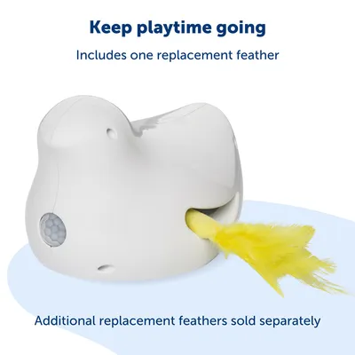 Toy with yellow replacement feather. Includes one replacement feather, additional replacement feathers sold separately.