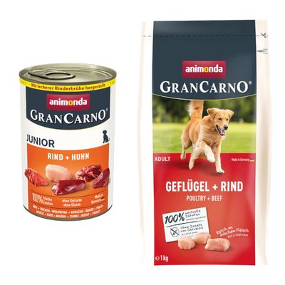 animonda GranCarno Original 6 x 400 g + granule 1 kg zadarmo hověží a kuřecí Original Junior