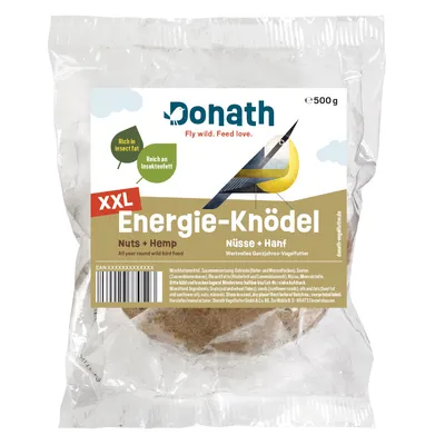 Donath XXL energy balls, nuts + hemp, 500g. Rich in insect fat. Valuable all-season bird food.