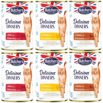 Butcher's Delicious Dinners 6 x 400g - cat wet food - Mixed Pack (3 Varieties)