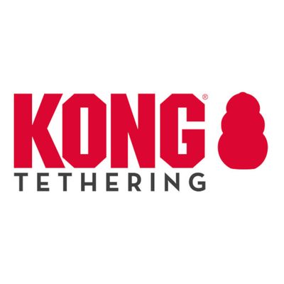 KONG Tethering. Varumärkeslogotyp med röd text och symbol.