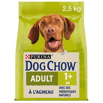 Purina Dog Chow Adult 1+ år, 2,5 kg, med lamm och naturliga prebiotika.