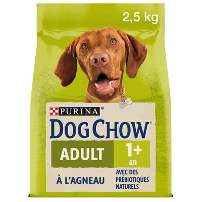Purina Dog Chow Adult 1+ Jahr, 2,5 kg, mit Lamm und natürlichen Präbiotika.