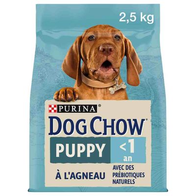 Purina Dog Chow Puppy <1 an, avec agneau et prébiotiques naturels, paquet de 2,5 kg.