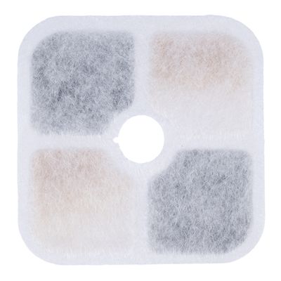 Ersatzfiltermatte mit vier farbigen Filterschichten und zentralem Loch, passend für Trinkbrunnen.