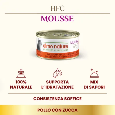 Almo Nature HFC Mousse 24 x 70 g umido per gatti - Pollo e zucca