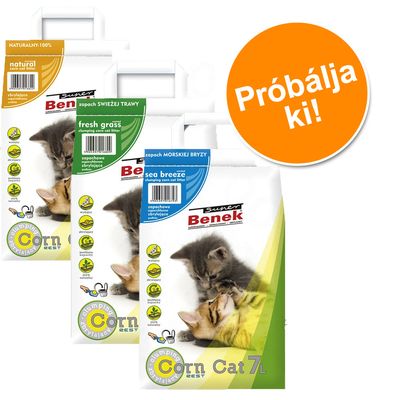 Próbacsomag: Benek Super Corn Cat macskaalom 3 x 7 l (Natural, tengeri szellő  & friss fű)
