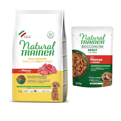 2 кг Natural Trainer Dog Small & Toy + Bocconcini, 2 x 100 г в подарок!