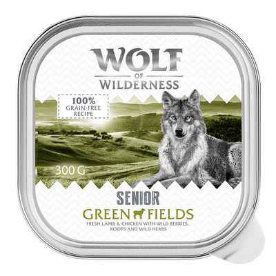 Wolf of Wilderness Senior - Duo-Protein Rezeptur 6 / 24 x 300 g Schale 6 x 300 g: Green Fields - Lamm & Huhn