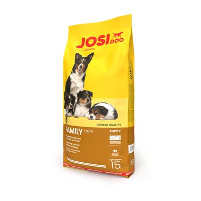 JosiDog Family Puppy, 15kg. Пълноценна храна за кучета и кученца. German Quality. Протеин 29%, мазнини 17%. Оригинална Josera рецепта.
