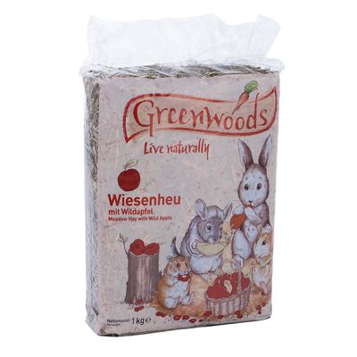 Greenwoods Foin de prairie pour rongeur et lapin pommes sauvages 1 kg