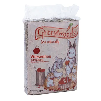 Greenwoods Foin de prairie pour rongeur et lapin - pommes sauvages 1 kg Greenwoods Foin de prairie pour rongeur et lapin - pommes sauvages 1 kg