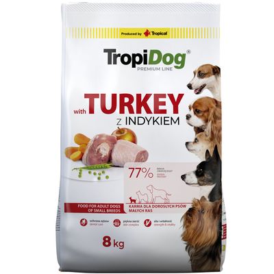 Tropidog Premium Adult Small, индейка и рис - 8 кг