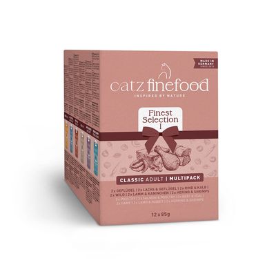 Cat Finefood No. 17 Geflügel & Garnelen, 12x85g, Made in Germany, ohne Zucker, natürliche Zutaten, hohe Akzeptanz bei Katzen.