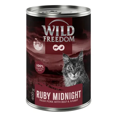 Wild Freedom Ruby Midnight, 400 g tölkki. 100 % viljaton resepti tuoreella sian-, naudan- ja kaninlihalla.