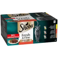Pack misto de saquetas Sheba Fresh & Fine 50 x 50 g - Frango, vaca e pato em molho