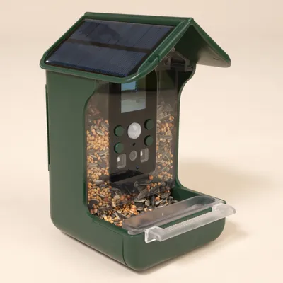 TIAKI Vogelfutterspender mit Kamera - L 10,5 x B 10 x H 17,5 cm