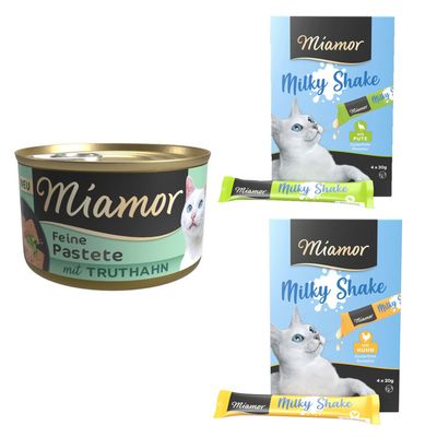Miamor Pastete, 24 x 85 g + Miamor Milky Shake: indyk, 4 x 20 g i kurczak, 4 x 20 g gratis!