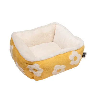 TIAKI Bloemen hondenbed - vierkant: ca. L 47 x B 47 x H 21 cm