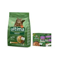 Croquettes Ultima  2,5 kg pour chat + sachets Ultima offerts ! - Adult poulet + 8 x 85 g Sterilized mixte II