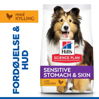 Hill's Science Plan Sensitive Stomach & Skin Adult 1+ Medium med kylling - 14 kg