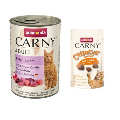 animonda Carny Adult 6 x 400 g + Crunchy Okse & Kylling 50 g gratis!