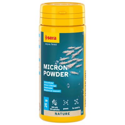 Sera Micron Nature Aufzuchtfutter, Netto 25g. Fördert gesundes Wachstum und kräftige Entwicklung, 18% Krill, geeignet für Jungfische.