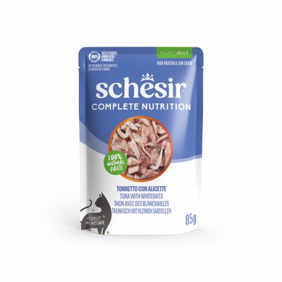 Sparpaket Schesir Complete Nutrition Filet in Gelee 24 x 85 g Thunfisch mit Weißfisch