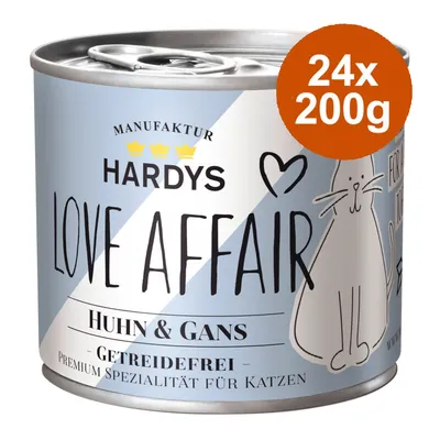 Hardys Love Affair csirke és liba, gabonamentes, prémium specialitás macskáknak. Kiszerelés: 24x200g.