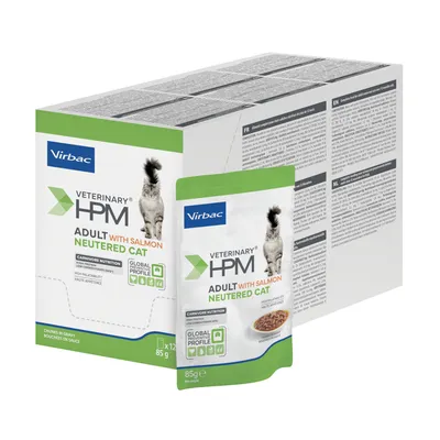 Virbac Veterinary HPM Adult Neutered Cat mit Lachs, Carnivore Nutrition, hohe Akzeptanz, 12x85g Beutel in Sauce. Global Glycemic Profile. Virbac Veterinary HPM Adult Neutered Cat mit Lachs, Carnivore Nutrition, hohe Akzeptanz, 12x85g Beutel in Sauce. Global Glycemic Profile.