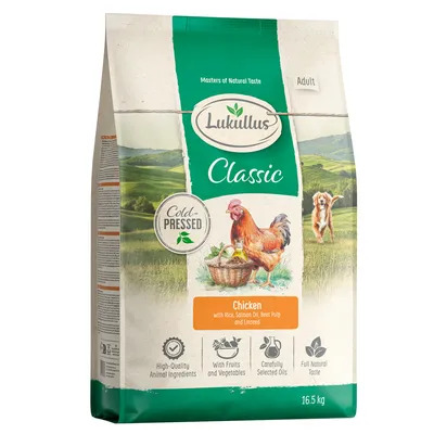 15 kg + 1,5 kg gratis! 16,5 kg Lukullus Pollo & Riso integrale - 16,5 kg: Nuova ricetta
